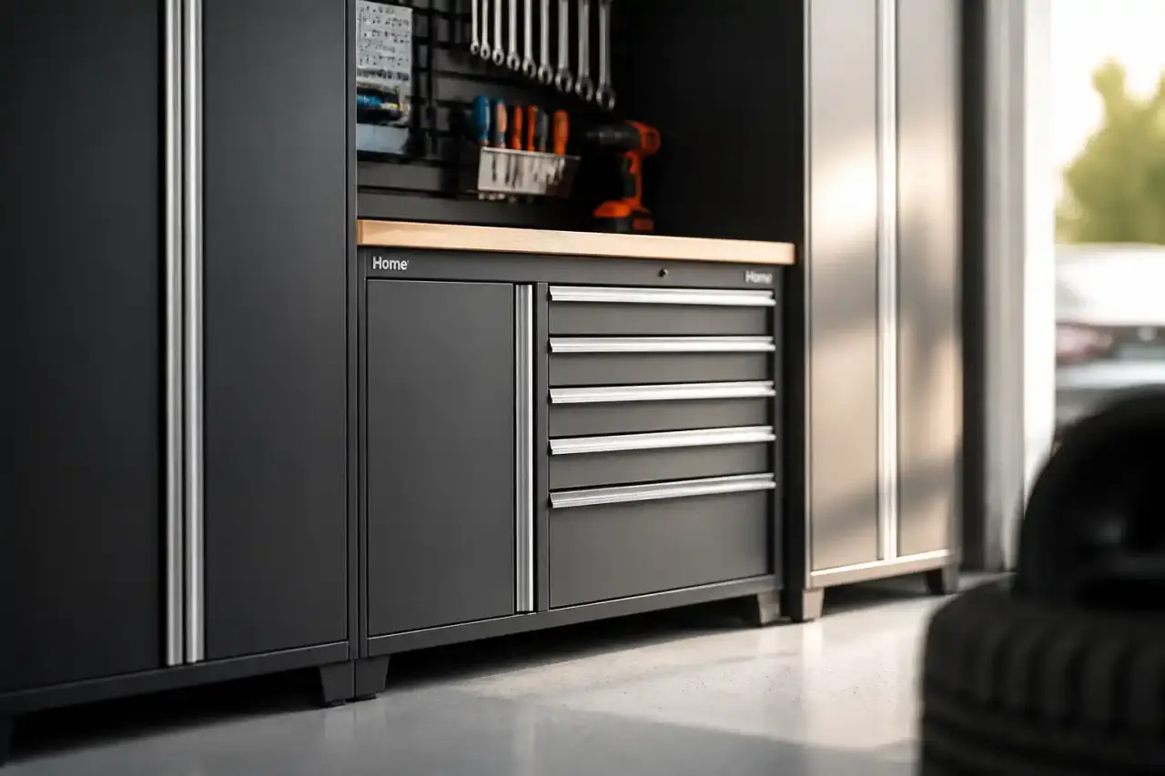 Un meuble de garage bien choisi libère le sol et organise chaque zone