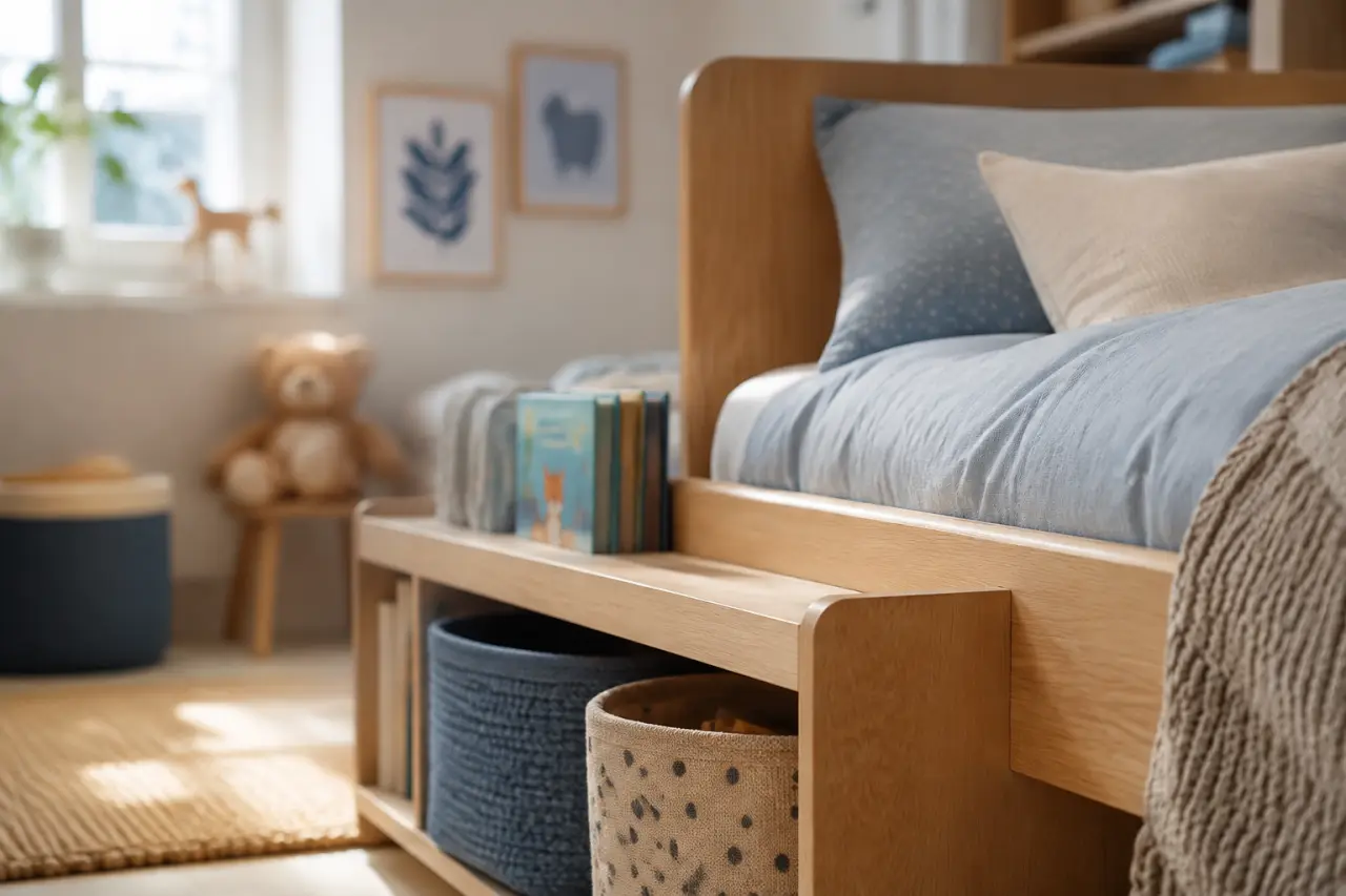 Chambre enfant garçon : lit évolutif, rangements accessibles et déco légère