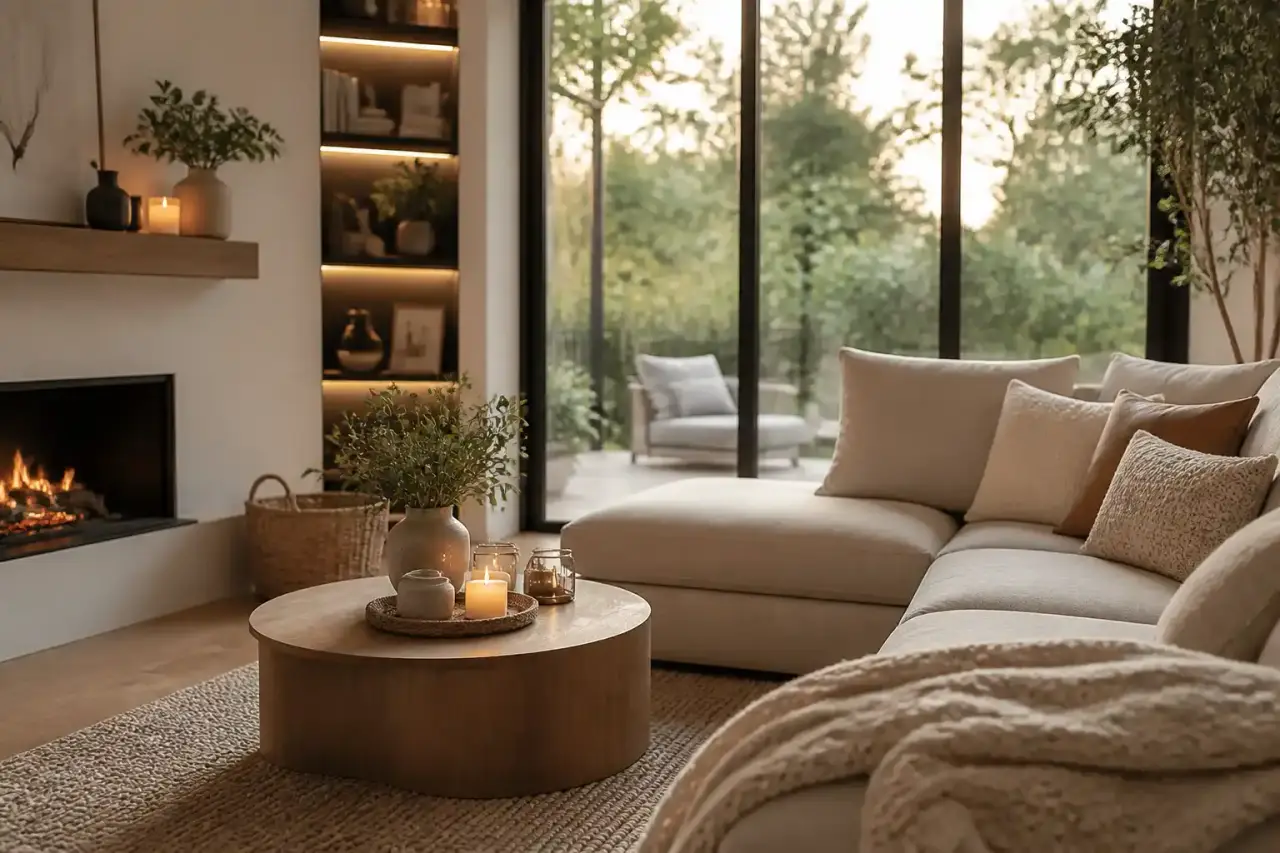 Parure de lit en lin lavé froissé dans une chambre scandinave et lumineuse