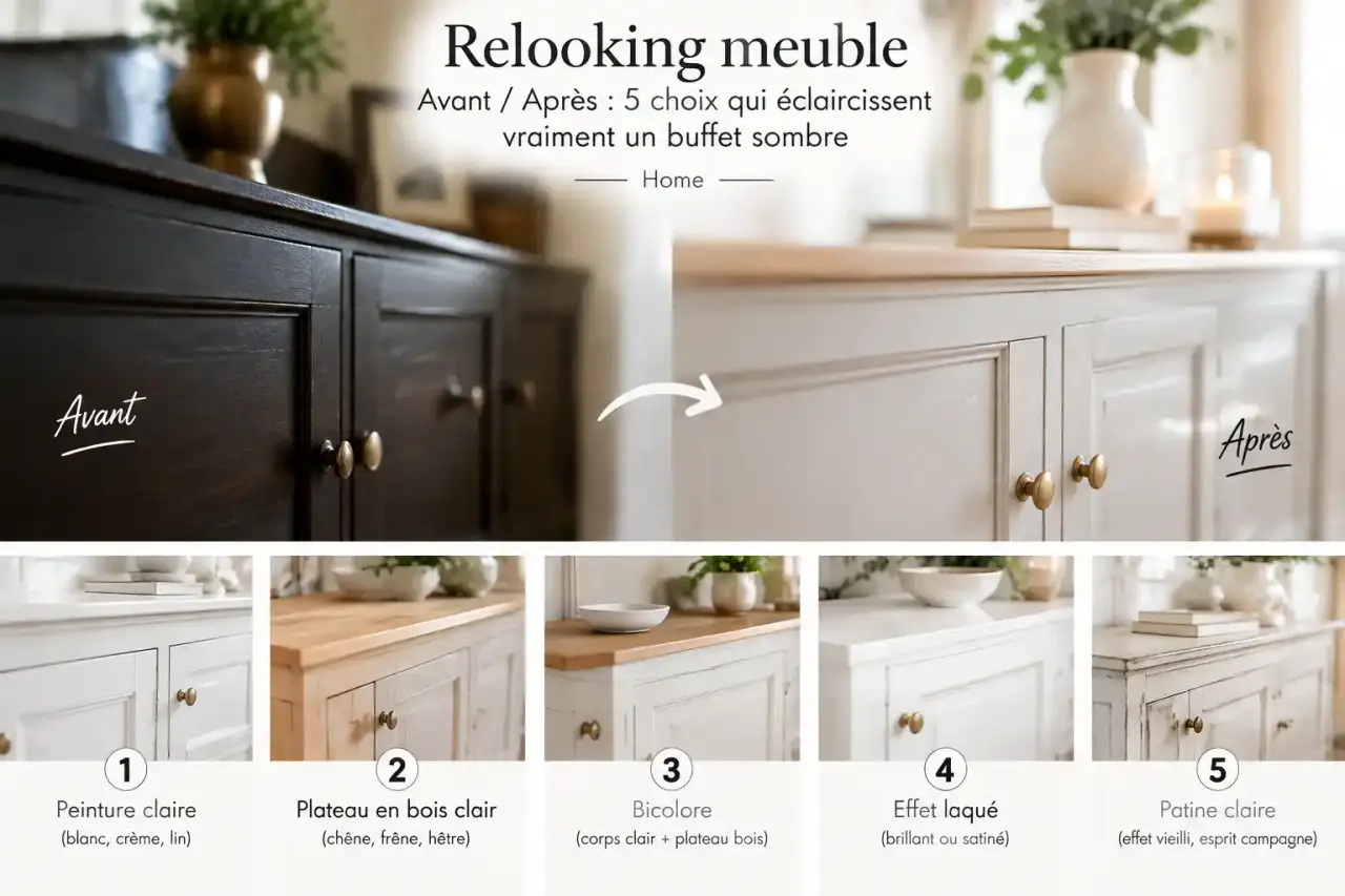 Relooking meuble avant/après : 5 choix qui éclaircissent vraiment un buffet sombre