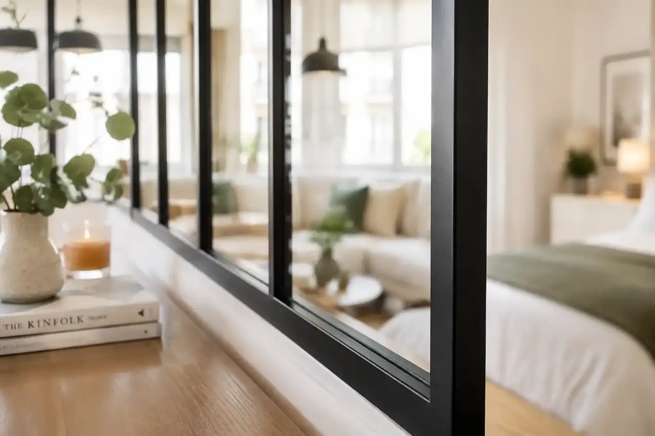 Appartement 40 m² : la verrière qui sépare sans jamais assombrir