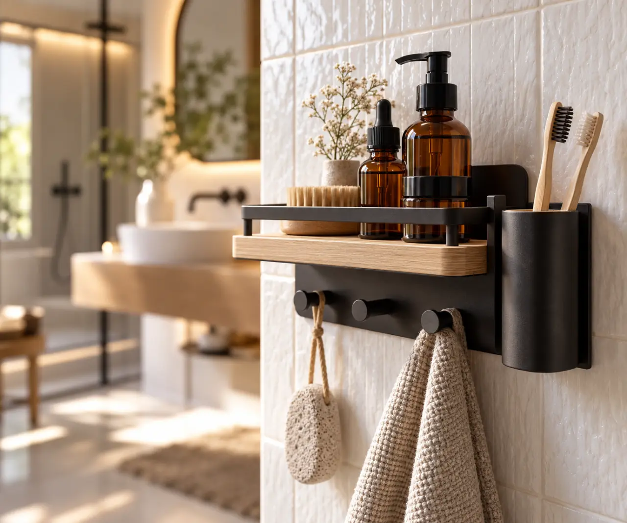 Accessoires de salle de bain : gagner de la place sans renoncer au style
