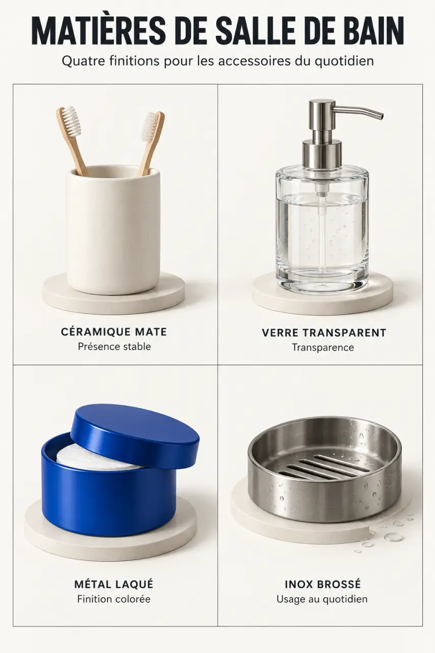 Matériaux et finitions pour choisir des accessoires de salle de bain
