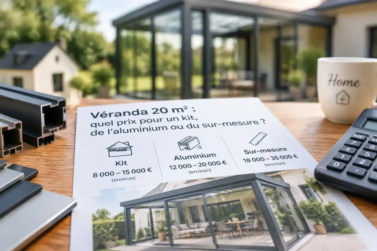 Véranda 20 m² : quel prix pour un kit, de l’aluminium ou du sur-mesure ?
